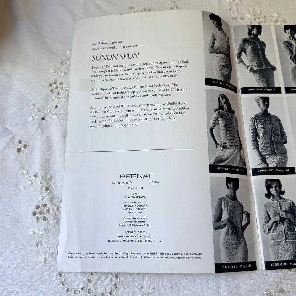 Vintage Bernat Knitting Pattern Book No 126 1960s Mod Mid Century Women Fashion